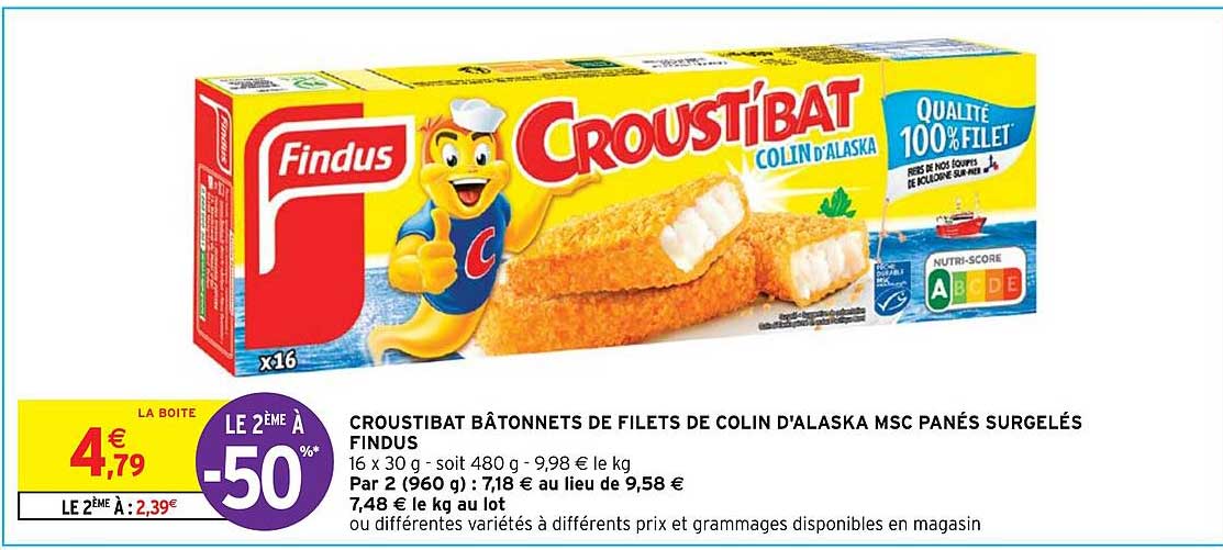 Courstibat Bâtonnets De Filets De Colin D'alaska Msc Panés Surgelés Findus