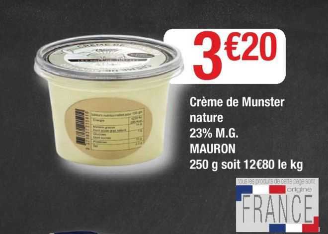 crème de munster 23% m.g. mauron