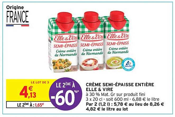crème semi-épaisse entière elle & vire