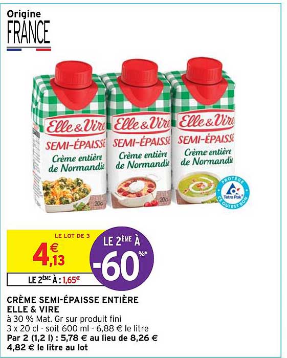 crème semi-épaisse entière elle & vire