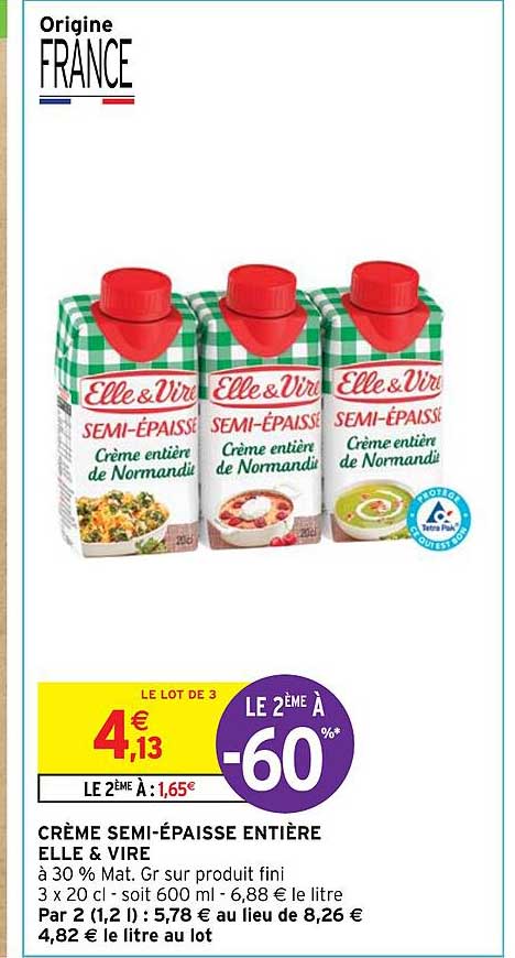 crème semi-épaisse entière elle & vire