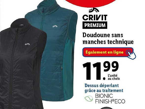 crivit doudoune sans manches technique