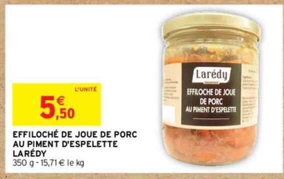 effiloché de joue de porc au piment d'espelette larédy