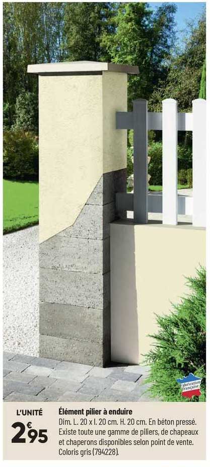 élément pilier à enduire