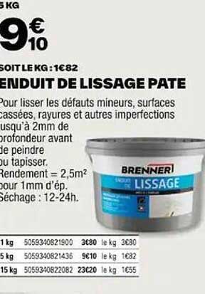 enduit de lissage pâte brenner