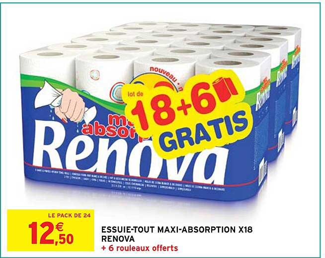essuie-tout maxi-absorption x18 renova