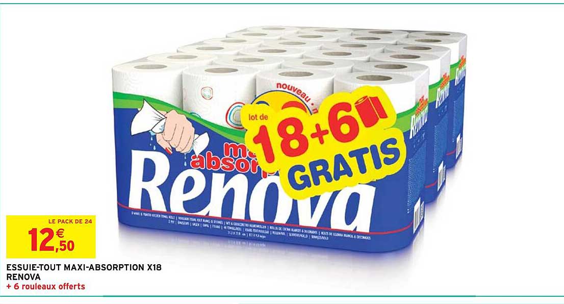 essuie-tout maxi-absorption x18 renova