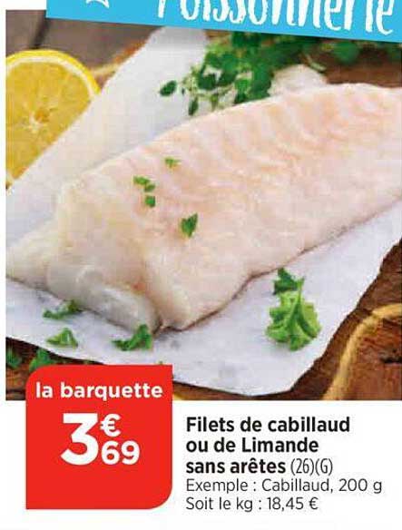 filets de cabillaud ou de limande sans arêtes