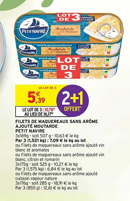 filets de maquereaux sans arôme ajouté moutarde petit navire