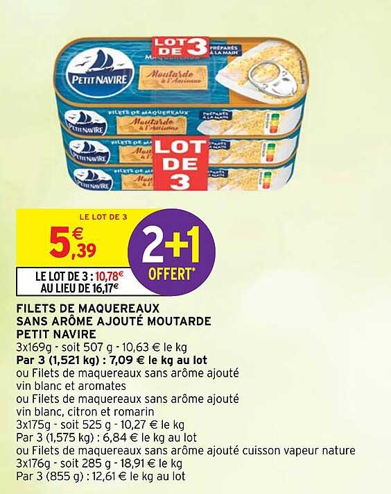 filets de maquereaux sans arôme ajouté moutarde petit navire