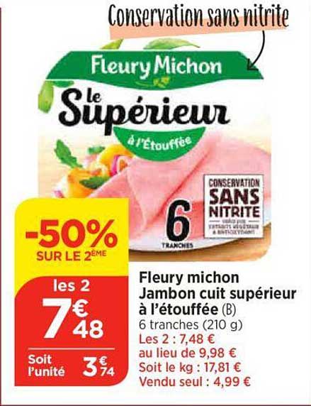 fleury michon jambon cuit supérieur à l'étouffée