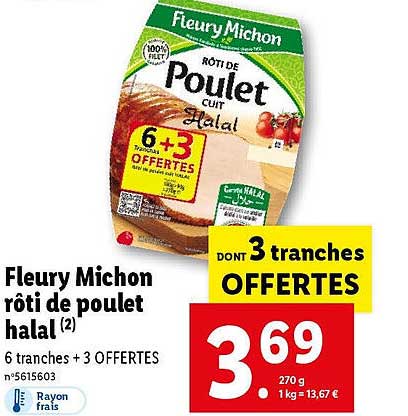 fleury michon rôti de poulet halal