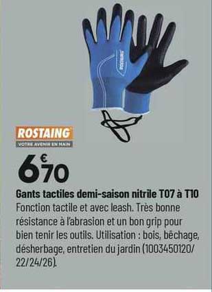 gants tactiles demi-saison nitrile t07 à t10 rostaing