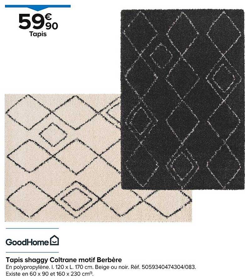 goodhome tapis shaggy coltrane motif berbère
