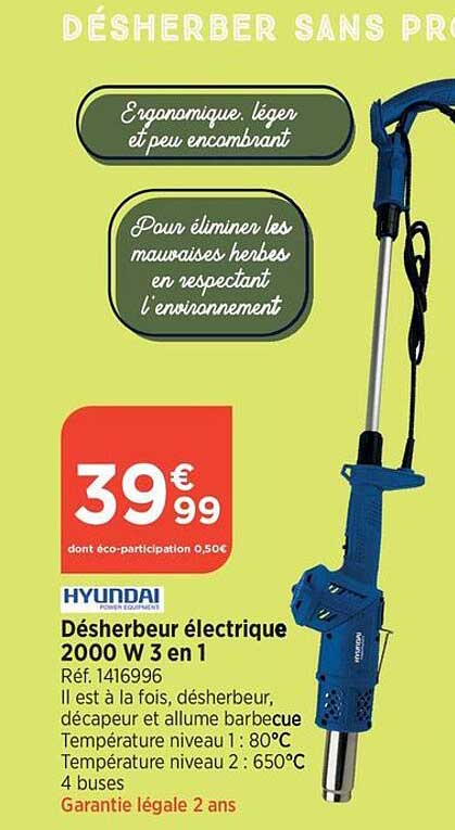 hyundai désherbeur électrique 2000 w 3 en 1
