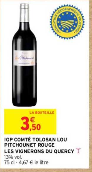 igp comté tolosan lou pitchounet rouge les vignerons du quercy