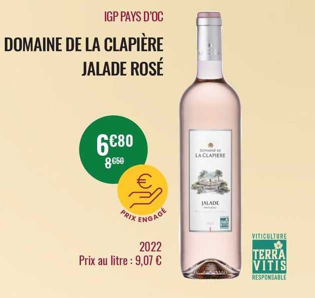 igp pays d'oc domaine de la clapière jalade rosé