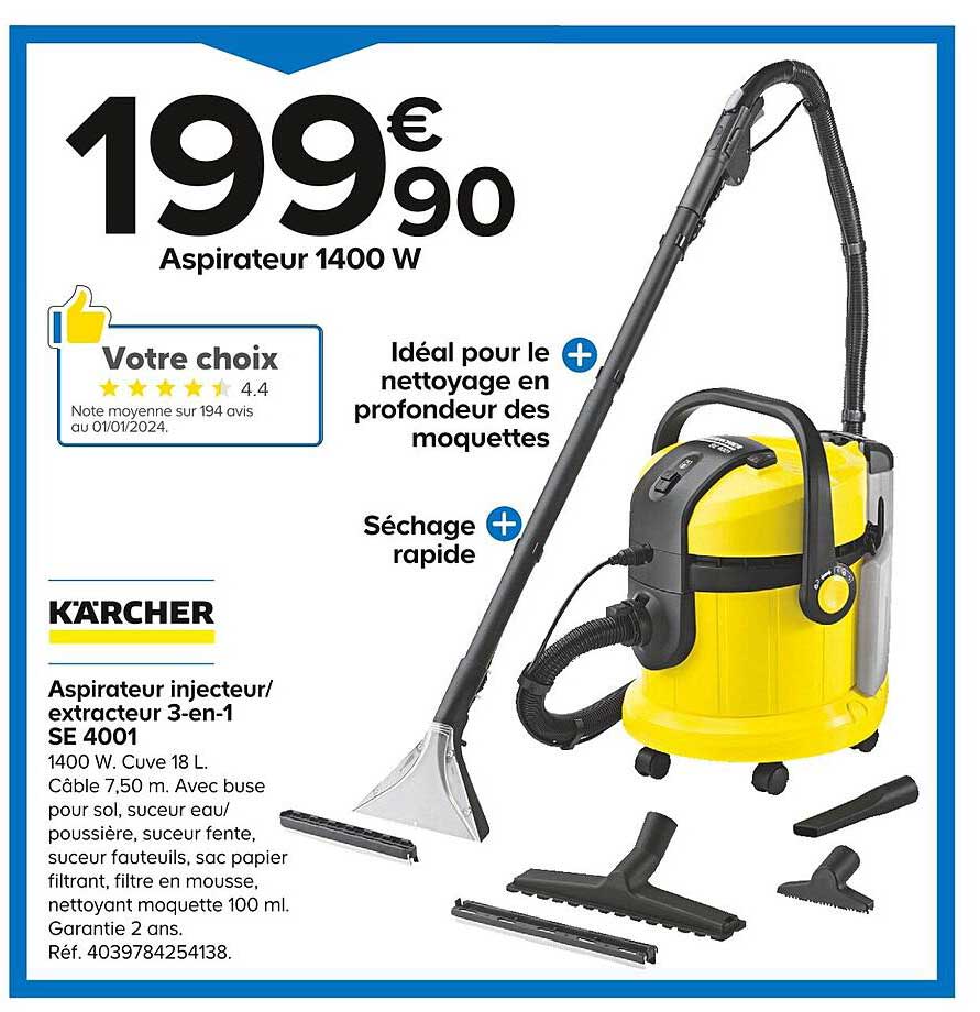 kärcher aspirateur injecteur / extracteur 3-en-1 se 4001