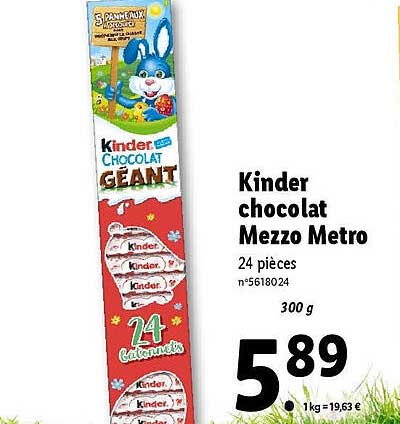 kinder chocolat mezzo metro