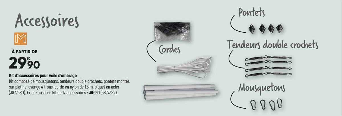 kit d'accessoires pour voile d'ombrage