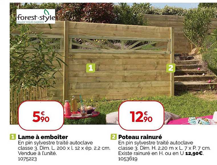 lame  à emboîter, poteau rainuré