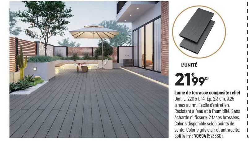 lame de terrasse composite relief