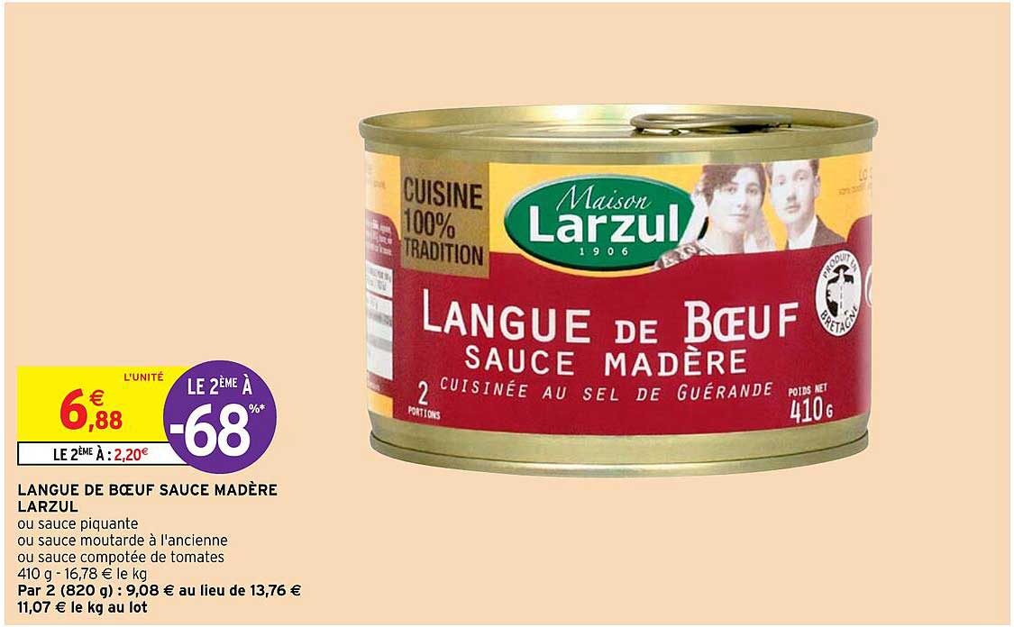 Langue De Bœuf Sauce Madère Larzul