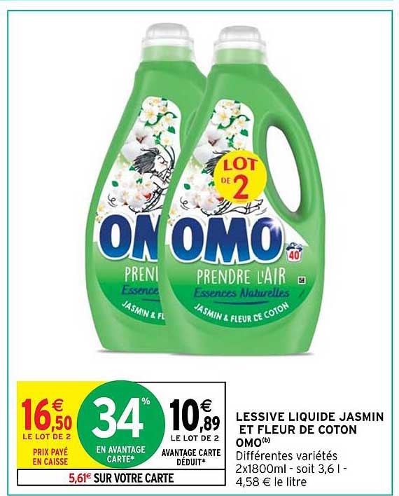 Lessive Liquide Jasmin Et Fleur De Coton Omo