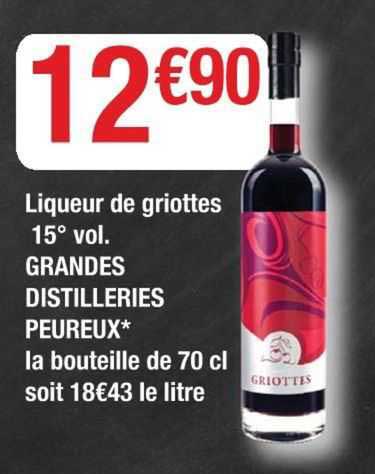 liqueur de griottes 15° vol. grandes distilleries peureux