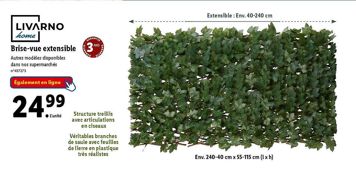 livarno home brise-vue extensible