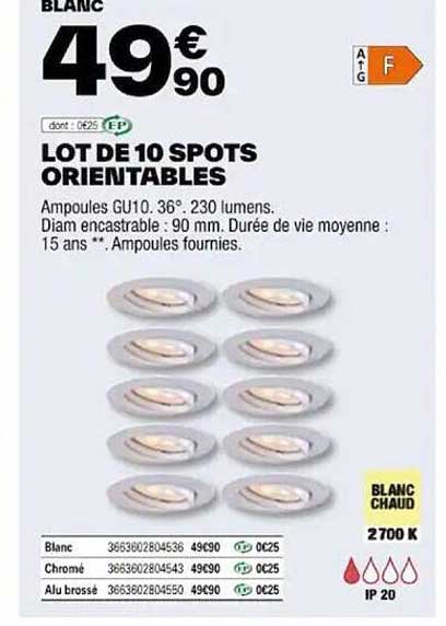 Lot De 10 Spots Orientables