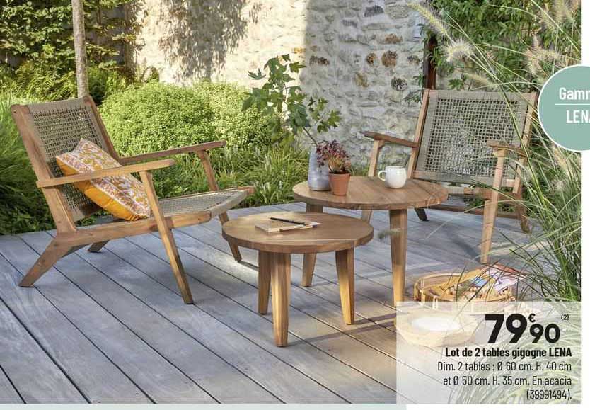 lot de 2 tables gigogne lena