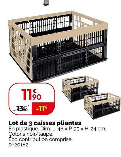 lot de 3 caisses pliantes