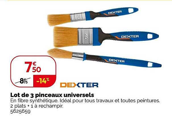 lot de 3 pinceaux universels dexter