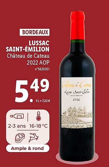 Lussac Saint-émilion Château De Cateau 2022 Aop