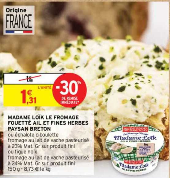 madame loïk le fromage fouetté ail et fines herbes paysan breton