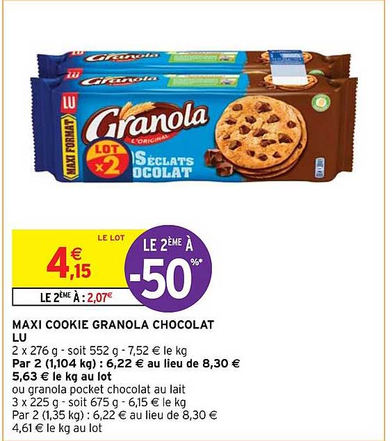 Maxi Cookie Granola Chocolat Lu