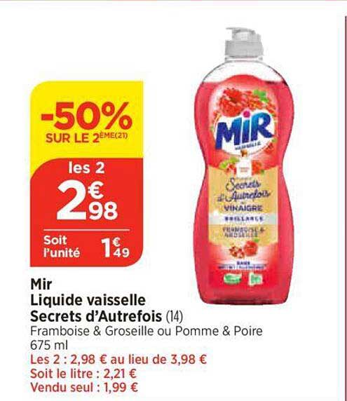 mir liquide vaisselle secrets d'autrefois