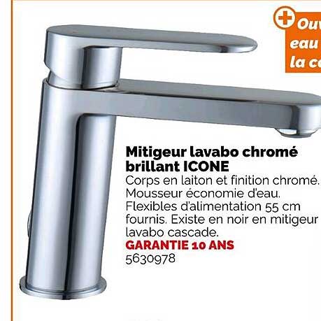 mitigeur lavabo chromé brillant icone