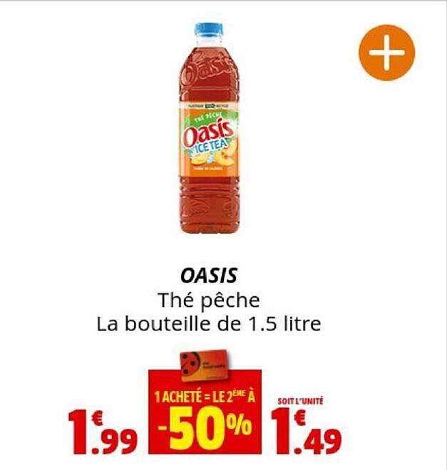 oasis thé pêche la bouteille de 1.5 litre