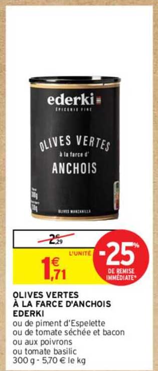 olives vertes à la farce d'anchois ederki