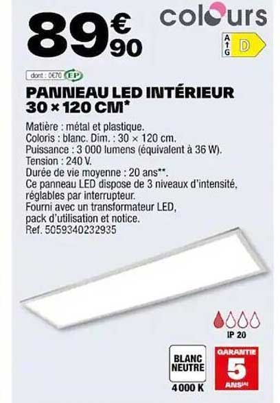 Panneau Led Intérieur 30 X 120 Cm Colours