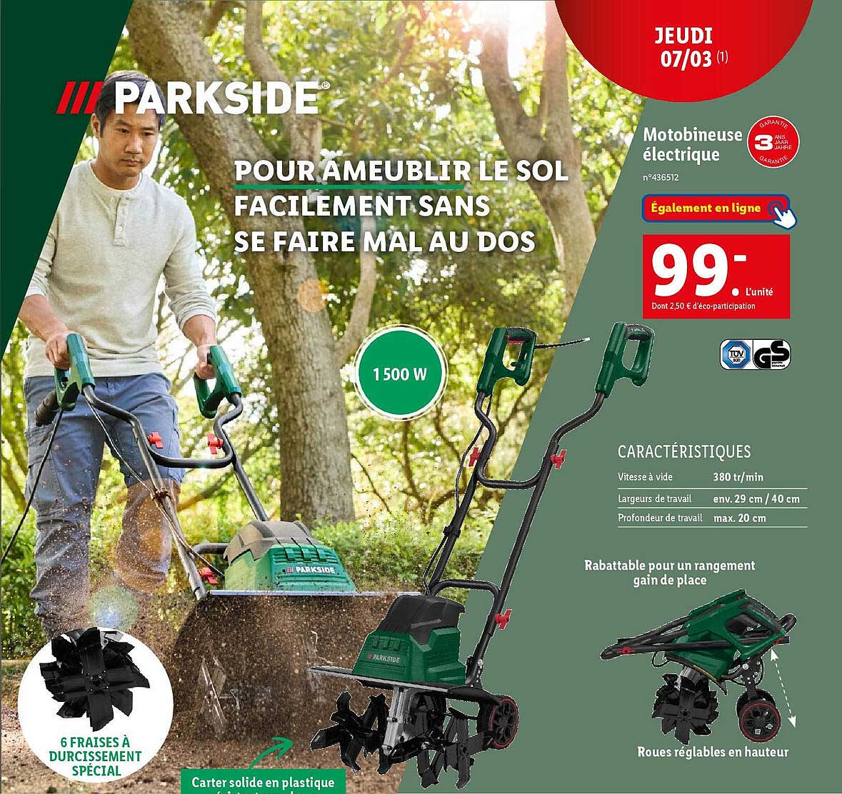 Parkside Motobineuse électique