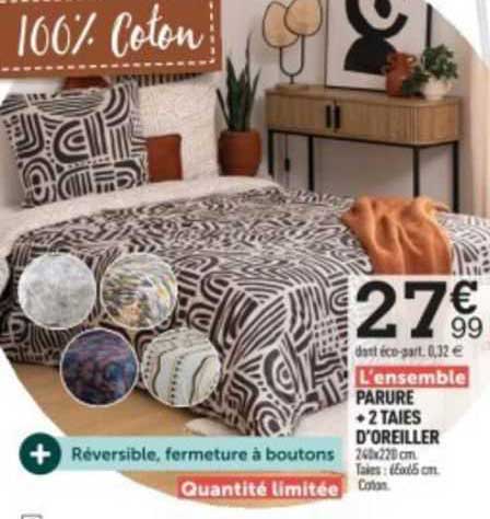 parure + 2 taies d'oreiller