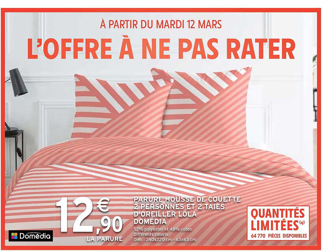 parure housse de couette 2 personnes et 2 taies d'oreiller lola domédia