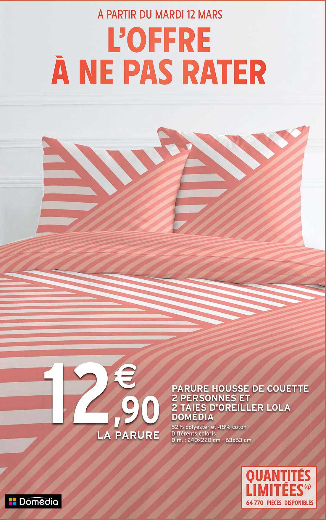 parure housse de couette 2 personnes et 2 taies d'oreiller lola domédia