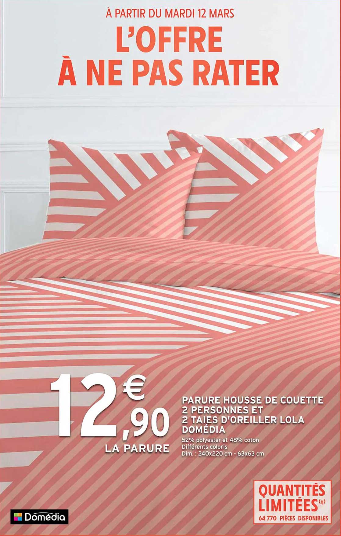 parure housse de couette 2 personnes et 2 taies d'oreiller lola domédia