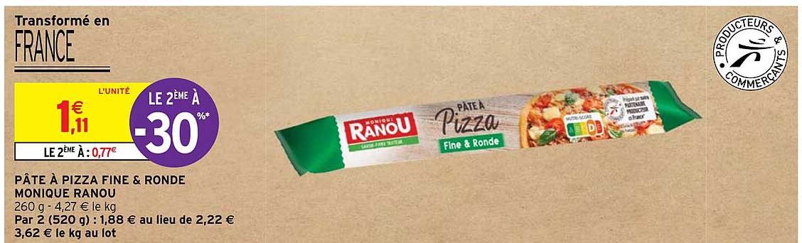 pâte à pizza fine & ronde monique ranou