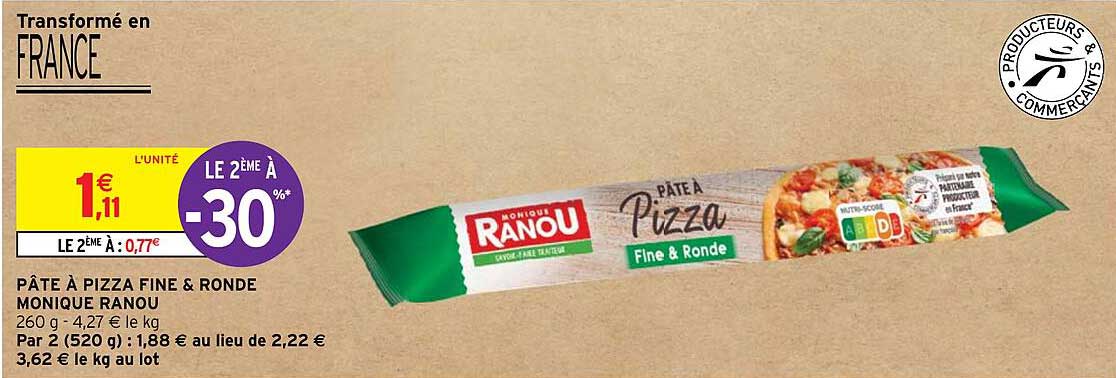 pâte à pizza fine & ronde monique ranou