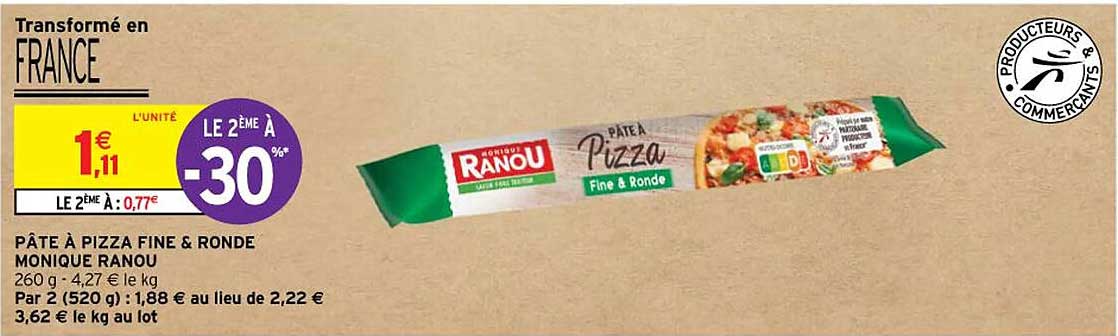 pâte à pizza fine & ronde monique ranou